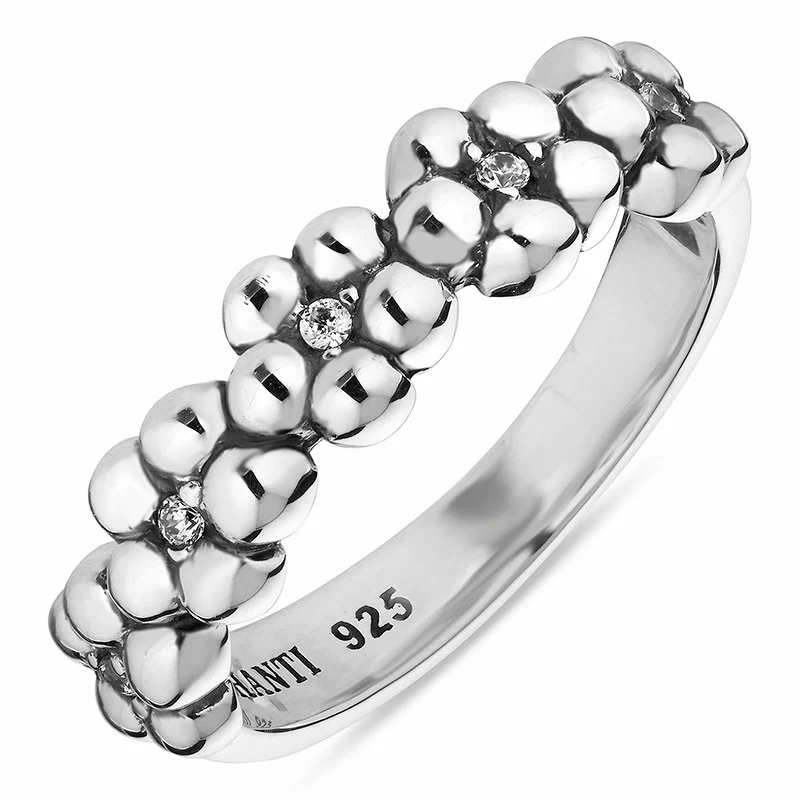 Blumen Ring aus rhodiniertem Silber - Blumenringe - Schöne Ringe mit Blumen - Bestellen Sie hier