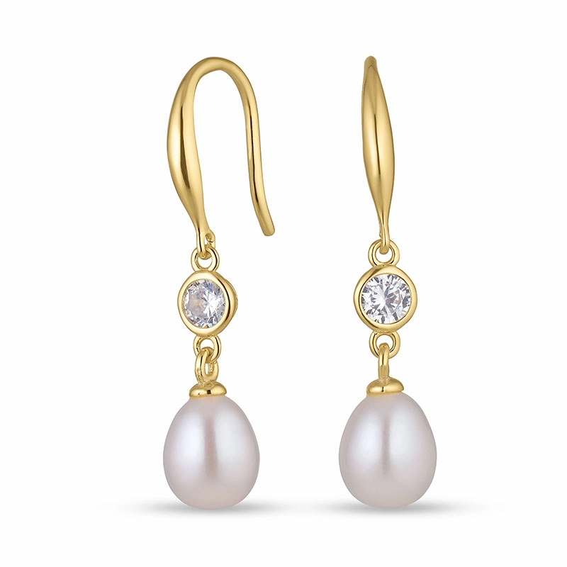 7,5-8 mm Perle Ohrringe in vergoldetem Silber - Perlenschmuck - Schmuckstücke mit Perlen - Schnelle Lieferung
