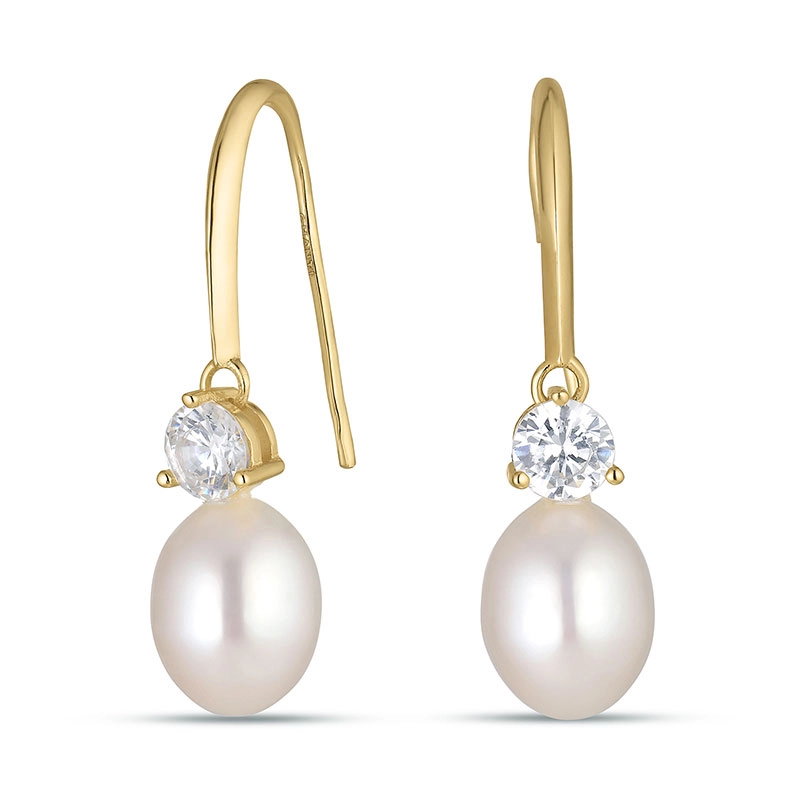 7,5-8 mm Perle Ohrringe in vergoldetem Silber - Perlenschmuck - Schmuckstücke mit Perlen - Schnelle Lieferung