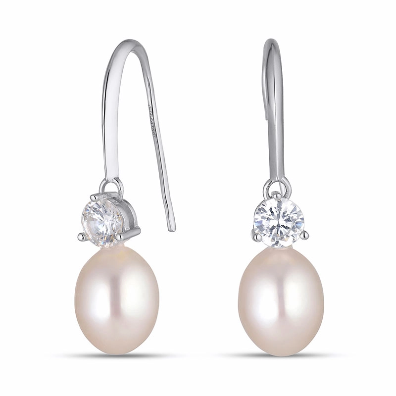7,5-8 mm Perle Ohrringe in Silber - Perlenschmuck - Schmuckstücke mit Perlen - Schnelle Lieferung