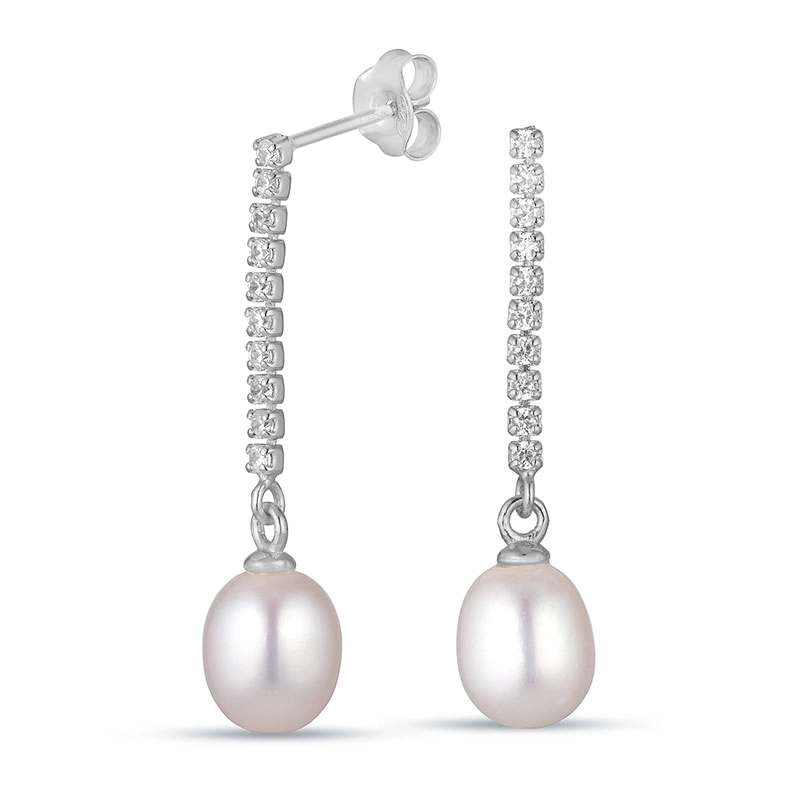 7,5-8 mm Perle Ohrringe in Silber - Perlenschmuck - Schmuckstücke mit Perlen - Schnelle Lieferung