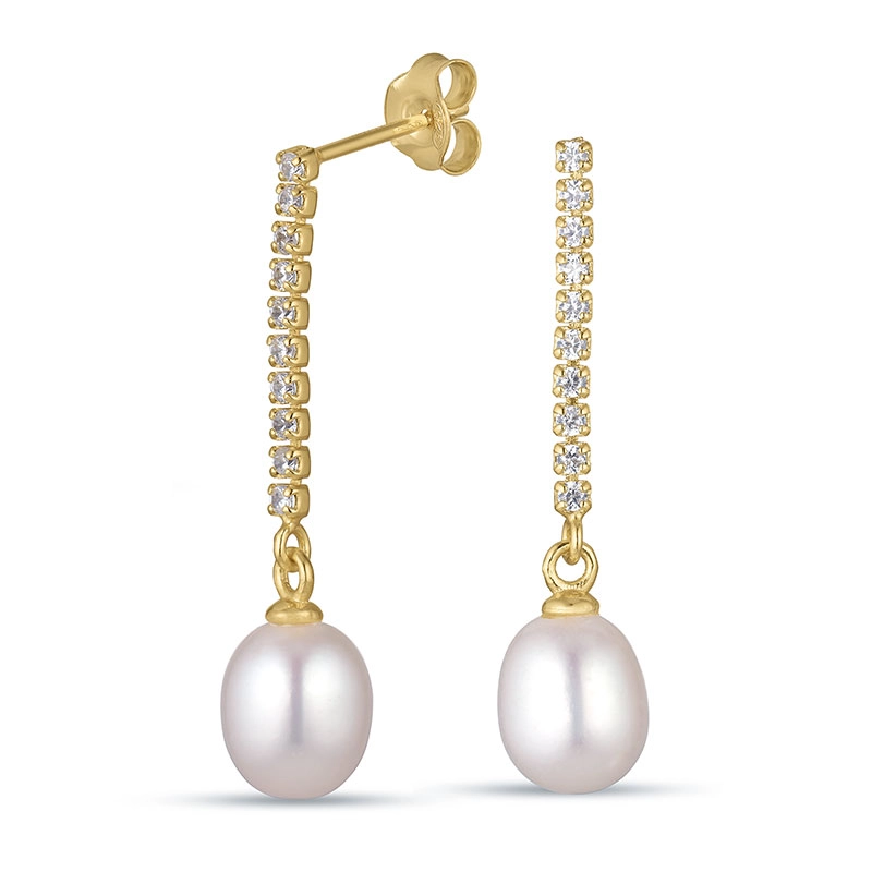 7,5-8 mm Perle Ohrringe in vergoldetem Sterlingsilber - Perlenschmuck - Schmuckstücke mit Perlen - Schnelle Lieferung