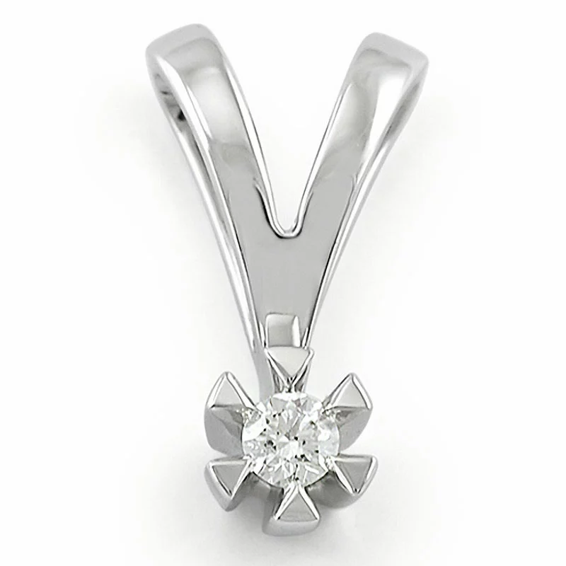 Kampagne - Diamant Anhänger in 14 karat Weißgold 0,05 ct - Weiße Diamant Anhänger