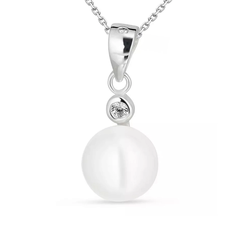 Perle Halskette aus Silber und Anhänger aus Silber - Perlenschmuck - Schmuckstücke mit Perlen - Schnelle Lieferung