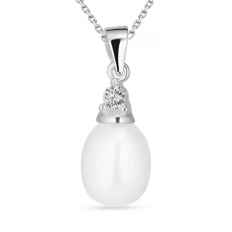 Perle Halskette aus Silber und Anhänger aus Silber - Perlenschmuck - Schmuckstücke mit Perlen - Schnelle Lieferung