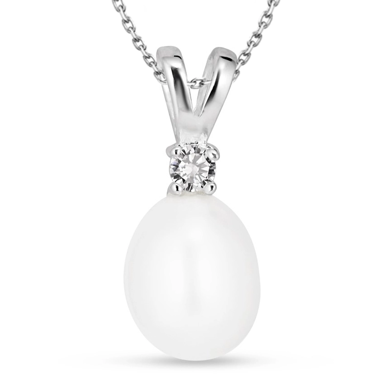 Perle Anhänger mit Halskette aus Silber - Perlenschmuck - Schmuckstücke mit Perlen - Schnelle Lieferung