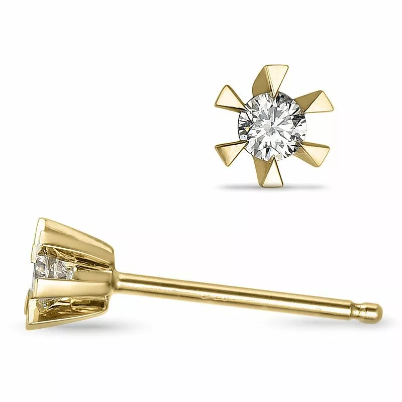 2 x 0,05 ct Kampagne - Diamant Solitärohrstecker in 14 Karat Gold mit Diamant - Ohrringe mit Solitär