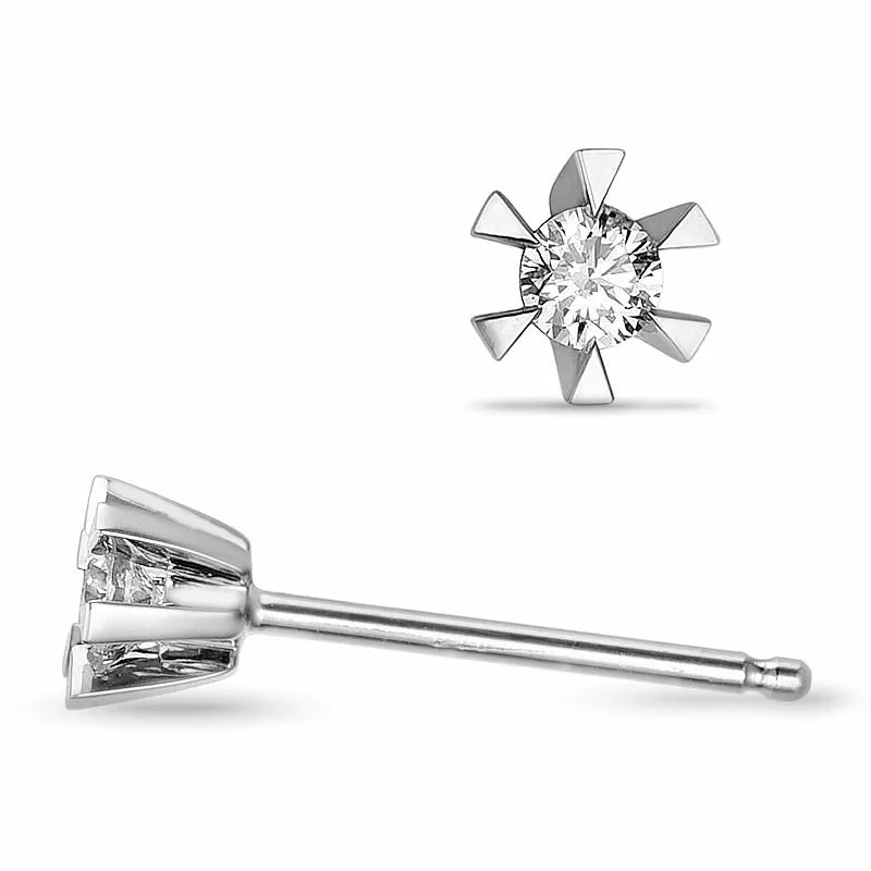 2 x 0,06 ct Kampagne - Diamant Solitärohrstecker in 14 Karat Weißgold mit Diamant - Ohrringe mit 2 x 0,06 ct - 0,07 ct Solitär
