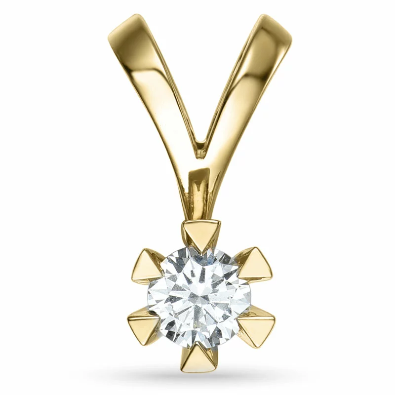Kampagne - Diamant Anhänger in 14 karat Gold 0,40 ct - Natürliche Diamant Schmucken