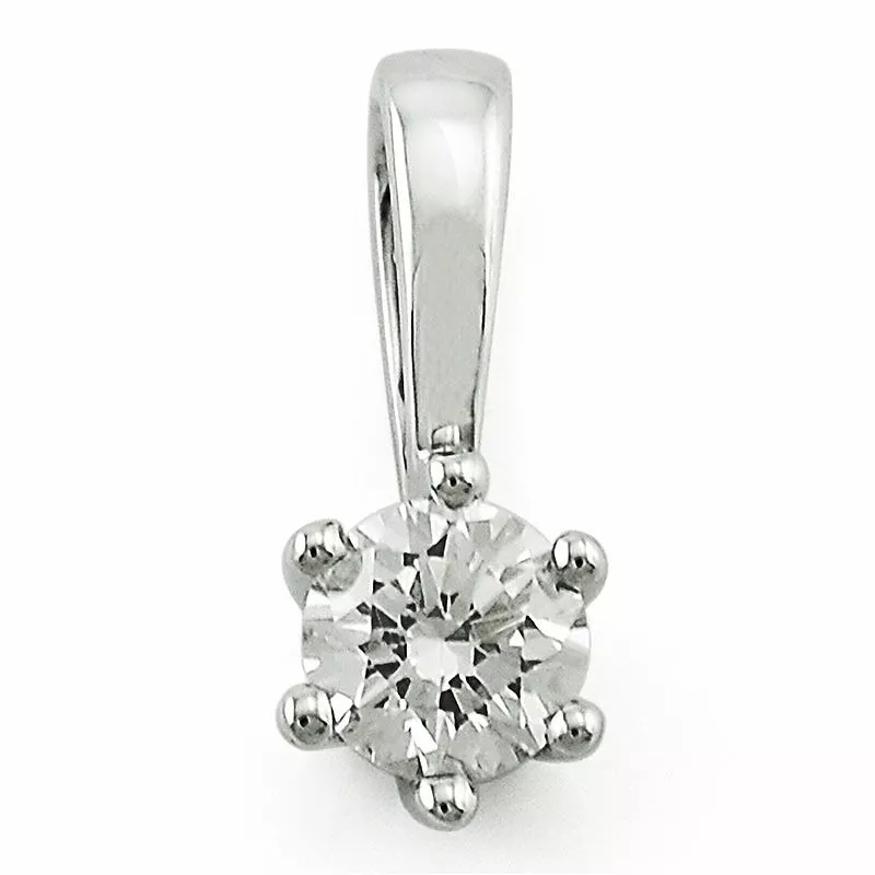 Diamant Solitäranhänger in 14 karat Weißgold 0,20 ct - Anhänger mit 1 x 0,20 ct Solitär - Moderne Anhänger mit Solitär