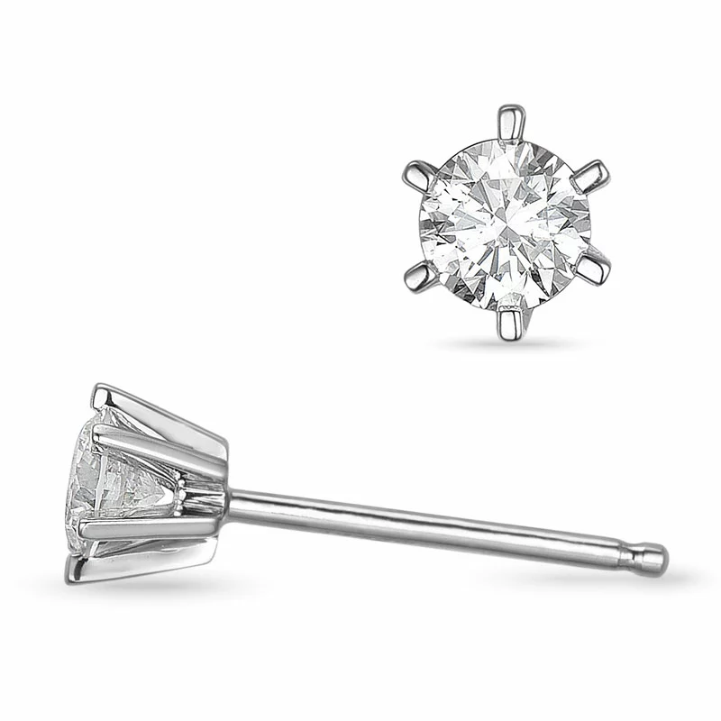 2 x 0,20 ct Solitärohrstecker in 14 Karat Weißgold mit Diamant - Ohrringe mit 2 x 0,20 ct Solitär - Hübsche Ohrringe mit Solitär