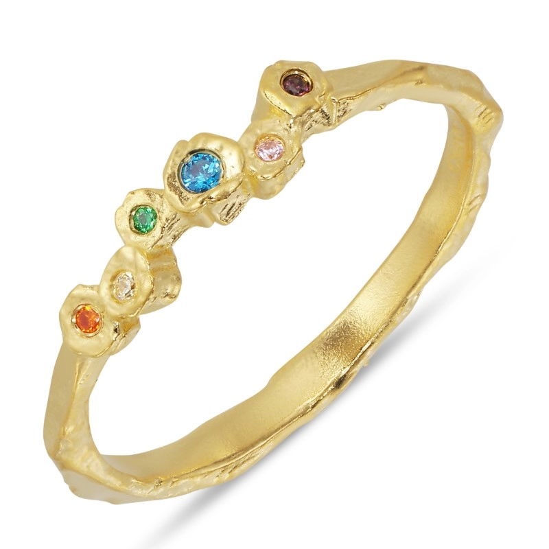 mehrfarbigem Zirkon Ring aus vergoldetem Sterlingsilber - Bubbly Twist - Schmuck mit Steinen