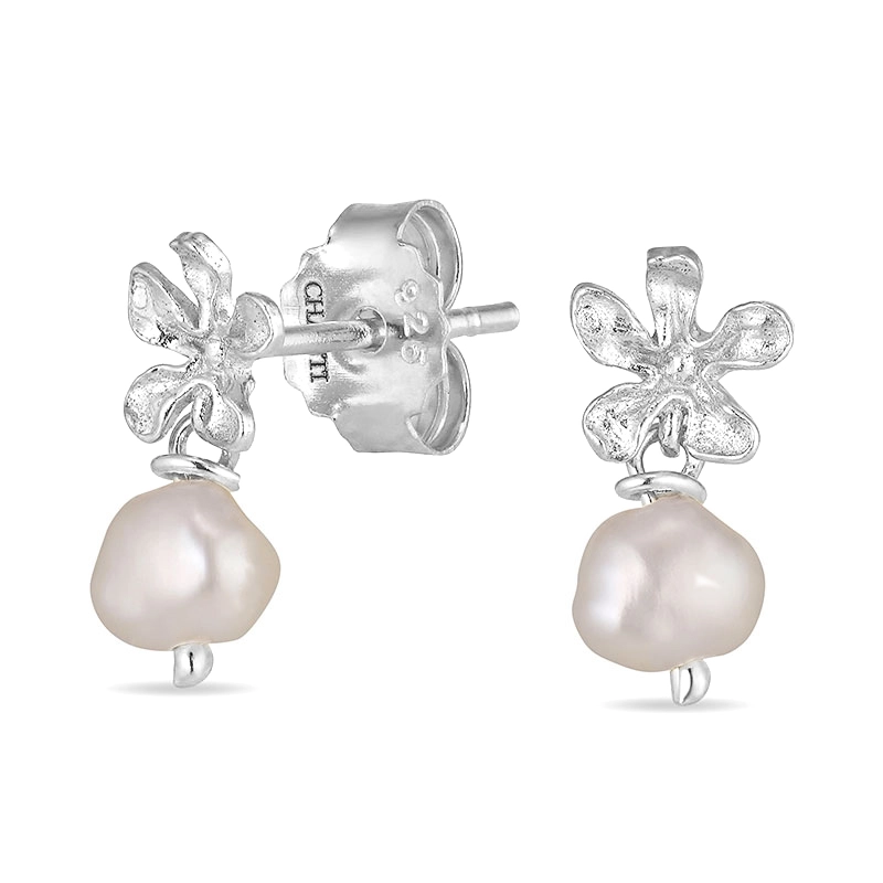 Blumen Perle Ohrringe in Silber - Lumé Etched - Blumenohrringe - Süße Blumenohrringe für jeden Geschmack