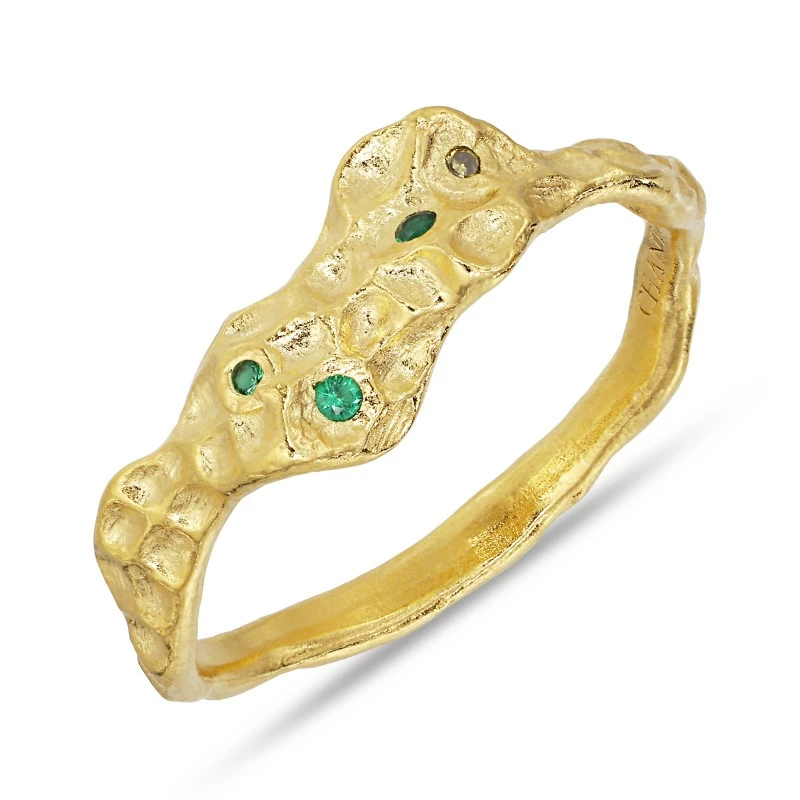 grünem Zirkon Ring aus vergoldetem Sterlingsilber - Lumé Etched - Zirkonia Ring - Finden Sie stilvollen Zirkon Ringe hier