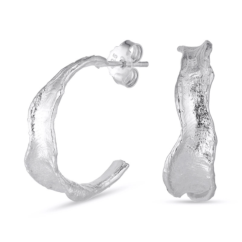 22 mm Halbkreolen in Silber - Lumé Etched - Creolen aus vergoldetem Silber - Schöne Creolen Ohrringe