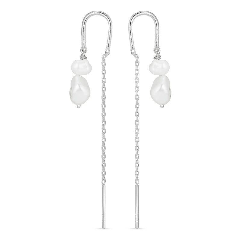 Perle ketten ohrringe in Silber - Formen Lange Ohrringe