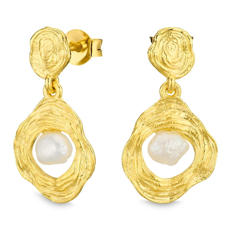 Perle Ohrringe in vergoldetes Messing - Eliné - Schmuck - Günstige Schmuck online kaufen hier auf Chanti
