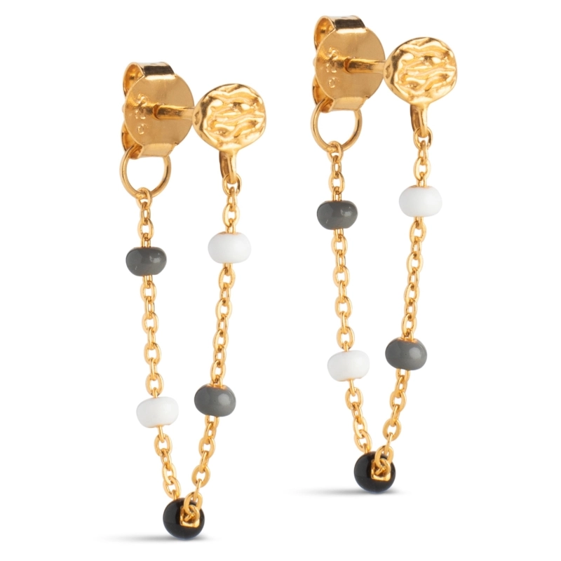 Enamel Lola Salt’n’Pepper ketten ohrringe in vergoldetem Sterlingsilber mehrfarbigem Emaille - Formen Lange Ohrringe