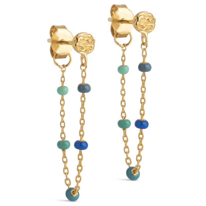 Enamel Lola Atlantic Ohrringe in vergoldetem Sterlingsilber grünem Emaille blauem Emaille - Emailleohrringe - Günstige Ohrringe für Frauen - Hier 