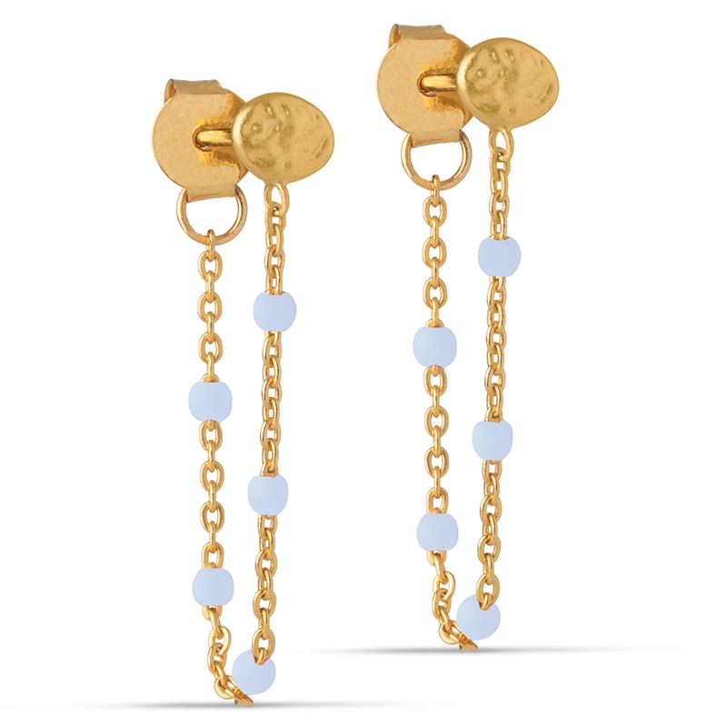 Enamel Sky Lola Sky ketten ohrringe in vergoldetem Sterlingsilber blauem Emaille - Formen Lange Ohrringe