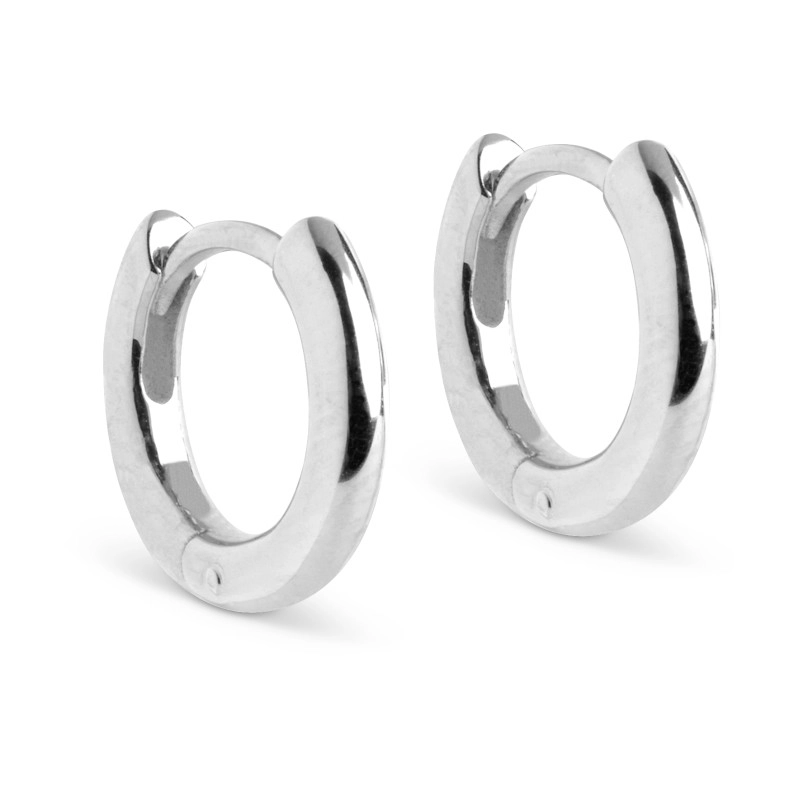 8 mm Enamel Chunky classic Kreole in Silber - Ohrringe