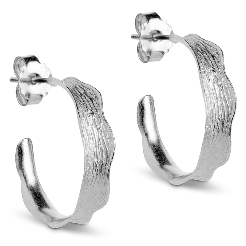 Enamel Ane Small Halbkreolen in Silber - Silber Ohrringe