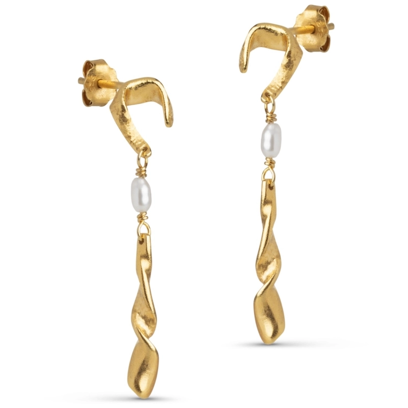 Enamel Sienna Ohrringe in vergoldetem Sterlingsilber - Formen Lange Ohrringe