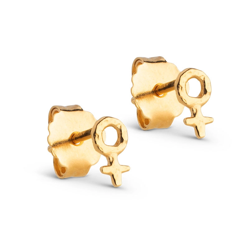 Enamel Feminine Power Ohrstecker in vergoldetem Sterlingsilber - Formen Menschen Ohrringe