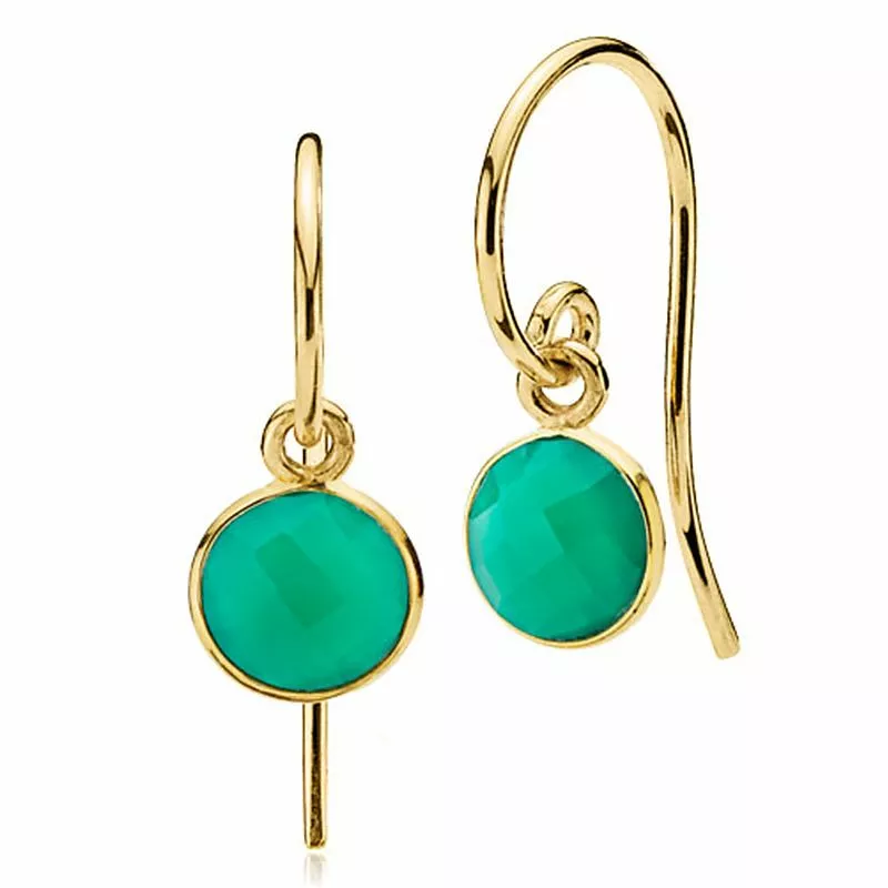 Izabel Camille Prima Donna small runden grünen Onyx Ohrringe in vergoldetem Sterlingsilber grünem Onyx - Rund Ohrringe - Schöne Runder Ohrringe in 