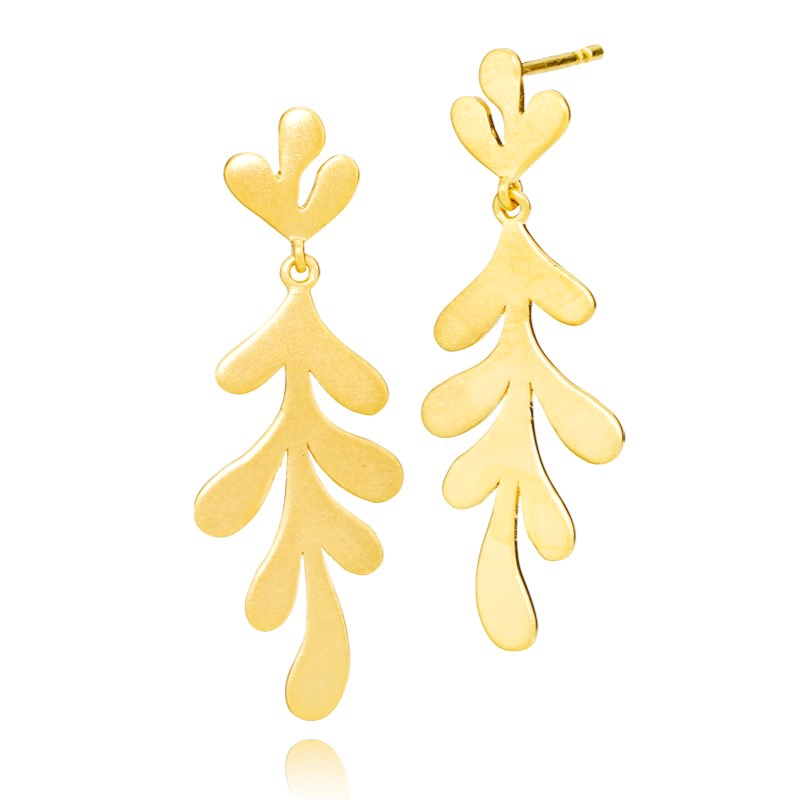 Izabel Camille Oaky Blatt Ohrringe in vergoldetem Sterlingsilber - Blatt Ohrringe
