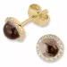 runden rauchfarbenen Quarz Diamantohrringe in 9 Karat Gold mit Diamant und Quarz