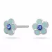 NORDAHL ANDERSEN Blume Ohrringe in rhodiniertem Silber blauem Zirkon blauem Emaille