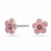 NORDAHL ANDERSEN Blume Ohrringe in rhodiniertem Silber rosa Zirkon rosa Emaille