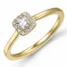 viereckigem Diamant Ring in 14 Karat Gold 0,15 ct 0,06 ct