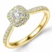 viereckigem Diamantring in 14 Karat Gold 0,10 ct 0,44 ct