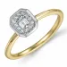 viereckigem Diamantring in 14 Karat Gold- und Weißgold 0,16 ct 0,08 ct