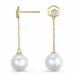 lange Perle Brillantohrringen in 14 Karat Gold mit Diamant 