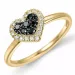 Herz schwarz diamant ring in 14 karat gold 0,13 ct 0,09 ct