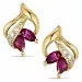 Blumen Rubin Diamantohrringe in 14 Karat Gold mit Diamant und Rubin 