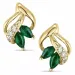 Blumen Smaragd Diamantohrringe in 14 Karat Gold mit Diamant und Smaragd 