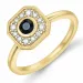 viereckigem Saphir Brillantring in 14 Karat Gold 0,306 ct 0,192 ct