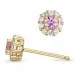 runden pink Saphir Diamantohrringe in 14 Karat Gold mit pinkfarbenem Saphir und Diamant 