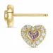 Herz Amethyst Brillantohrringen in 14 Karat Gold mit Amethyst und Diamant