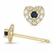 Herz Saphir Brillantohrringen in 14 Karat Gold mit Saphir und Diamant 