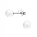 4 mm runden weißen Perle Ohrringe in Silber