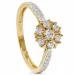 Blumen Zirkon Ring aus 9 Karat Gold mit Rhodium