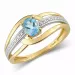 Glatt  blauem Topas Ring aus 9 Karat Gold mit Rhodium
