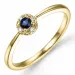 runder Saphir Diamantring in 14 Karat Gold 0,02 ct 0,163 ct