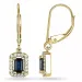 lange viereckigem Saphir Ohrringe in 14 Karat Gold mit Diamant und Saphir
