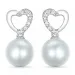 Herz Perle Ohrstecker in 14 Karat Weißgold mit Diamant 
